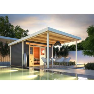 Foto van Woodfeeling Marchin 5, voorluifel 320 cm Terragrijs