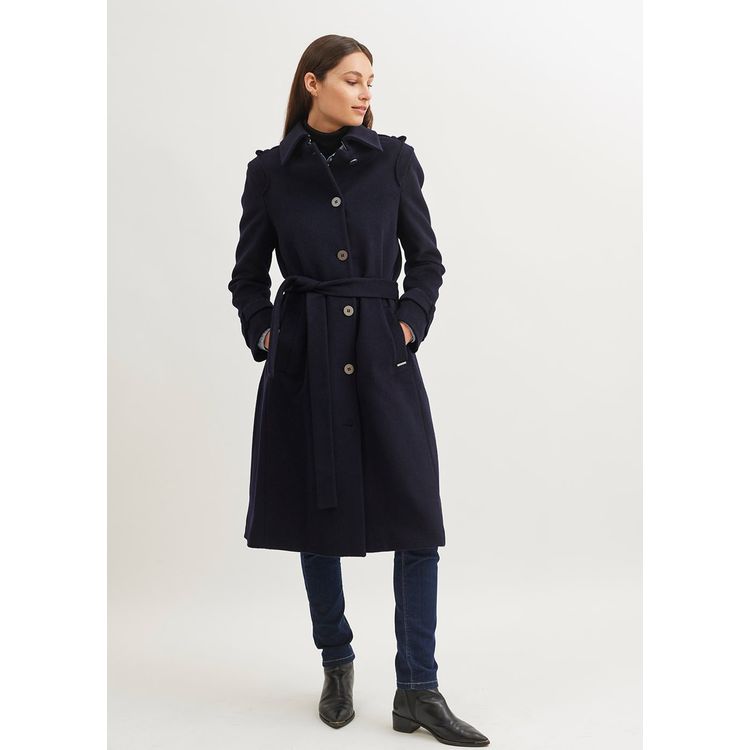 Saint James Navy Blue Felted Wool Long Coat