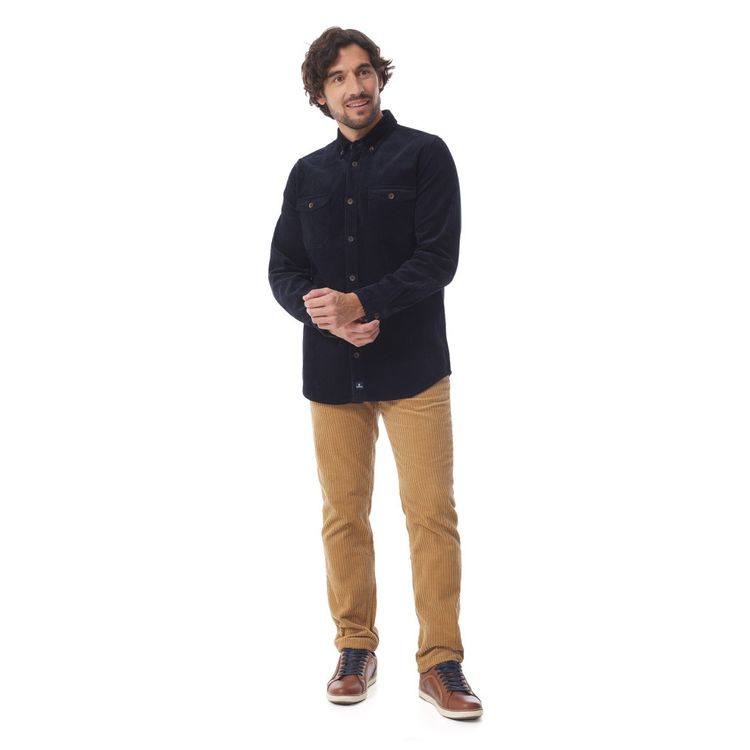 Mousqueton Kermelo Overshirt – Grove Rib met Dubbele Borstzak Marine