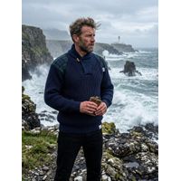 Byreman Chunky Knit Sjaalkraag British Wool Navy 