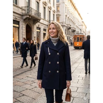 Foto van Camplin Peacoat London Melton Wol Dames Navy