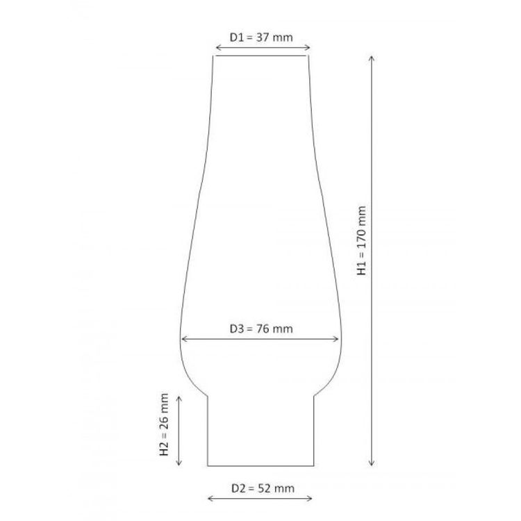 Lampenglas Bulge comet 2'' voor olielamp