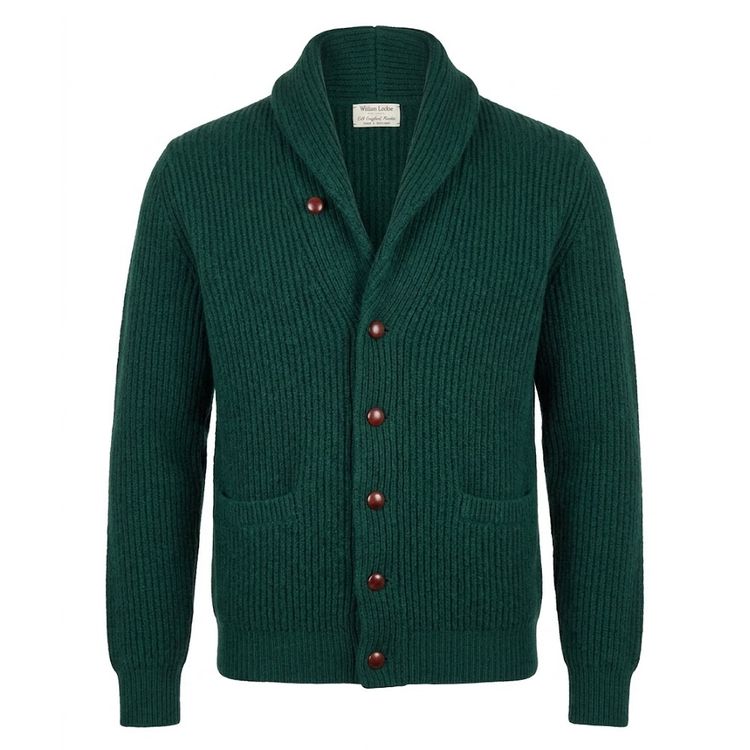 William Lockie Windsor Vest – 100% Lamswol met Sjaalkraag Groen