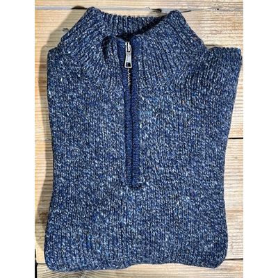 Fisherman out of Ireland Zip Neck Trui Navy Slate Foto van Fisherman out of Ireland Zip Neck Trui Navy Slate