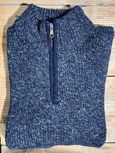 Fisherman out of Ireland Zip Neck Trui Navy Slate Fisherman out of Ireland Zip Neck Trui Navy Slate