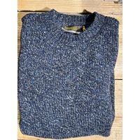 Fisherman out of Ireland Crew Neck met Rib Trims Navy Slate