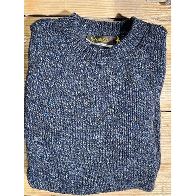 Fisherman out of Ireland Crew Neck met Rib Trims Navy Slate Foto van Fisherman out of Ireland Crew Neck met Rib Trims Navy Slate