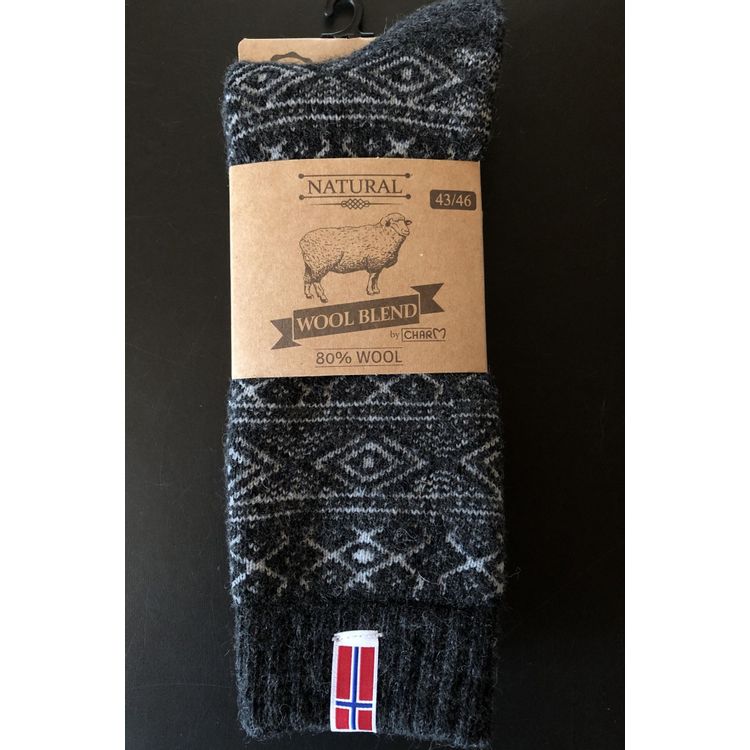 Noorse sokken wol donker grijs
