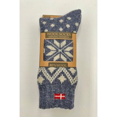 Noorse Sokken Wol IJsster Denim Foto van Noorse Sokken Wol IJsster Denim