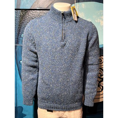 Fisherman out of Ireland Half Zip Denim Foto van Fisherman out of Ireland Half Zip Denim