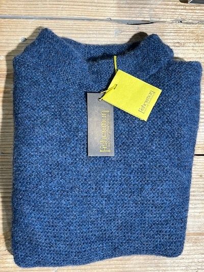 Fisherman out of Ireland Mock Neck Trui Denim