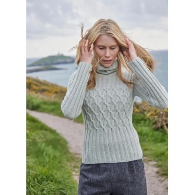 Fisherman out of Ireland Criss Cross kabel coltrui cream cloud Foto van Fisherman out of Ireland Criss Cross kabel coltrui cream cloud