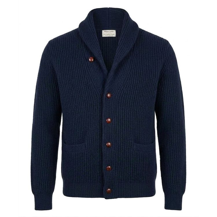 William Lockie Windsor Vest – 100% Lamswol met Sjaalkraag Navy 