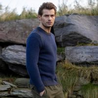 Fisherman out of Ireland Crew Neck met Seed Stitch Indigo