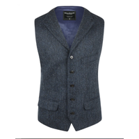 British House Marvin Gilet Harris Tweed Blauw