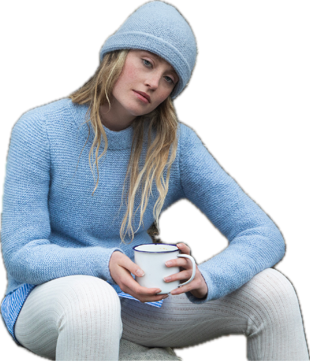 Fisherman out of Ireland Mock Neck Trui Forget Me Not