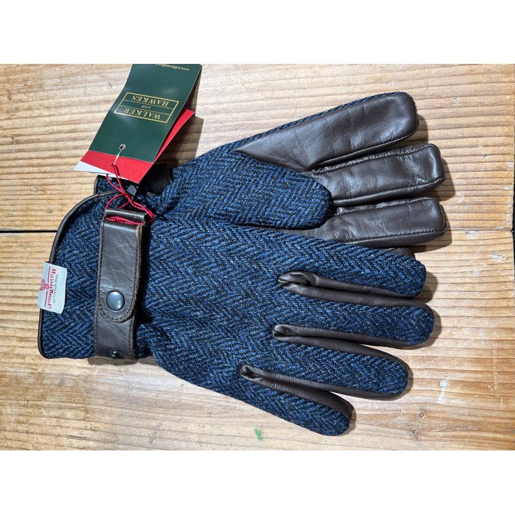 Walker & Hawkes Handschoenen Harris Tweed Midnight Blue