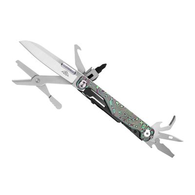 Foto van Black Eagle Teton Multiknife – Premium Titanium 11-in-1 Multitool Forest Green