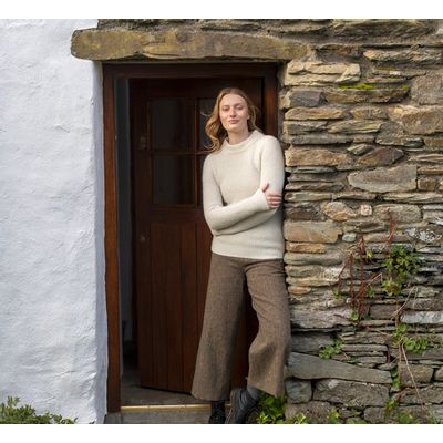 Fisherman out of Ireland Mock Neck Trui Ecru Foto van Fisherman out of Ireland Mock Neck Trui Ecru