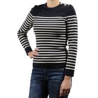 Saint James Maree II R slim fit Bretonse streeptrui in puur merinowol navy/ecume