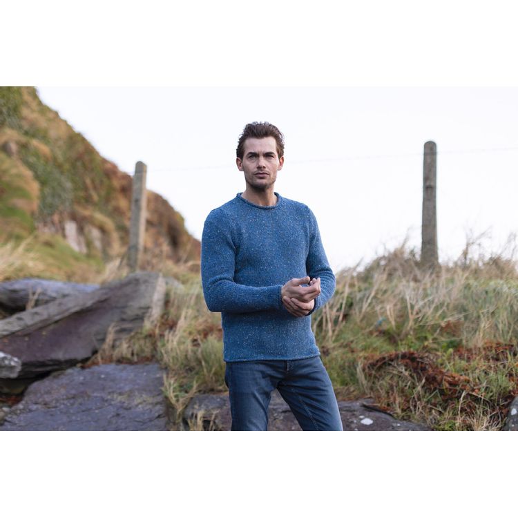 Fisherman out of Ireland Roll Neck trui denim