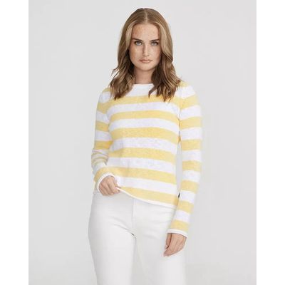 Hoilebrook Helny Boat Neck geel/wit Foto van Hoilebrook Helny Boat Neck geel/wit