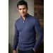 William Lockie Interweave Half Zip Trui – 100% Superfijne Merinowol (Navy)