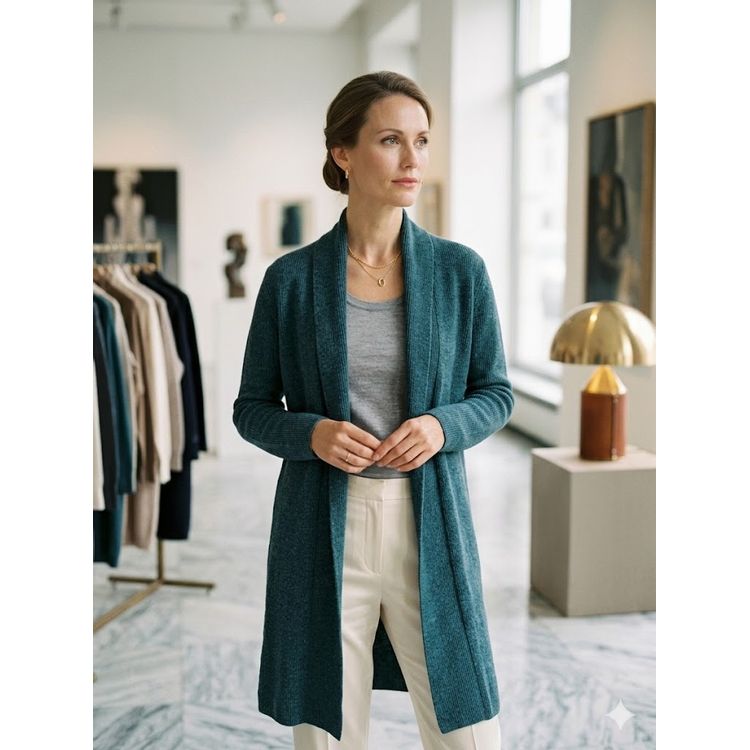 Wlliam Lockie Shawlkraag lang damesvest Lugano