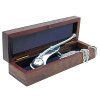 Bootsmansfluit verzilverd in houten kistje