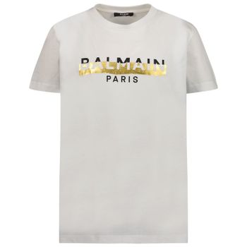 Balmain 6R8O61 kinder t-shirt wit Afbeelding van Balmain 6R8O61 kinder t-shirt wit