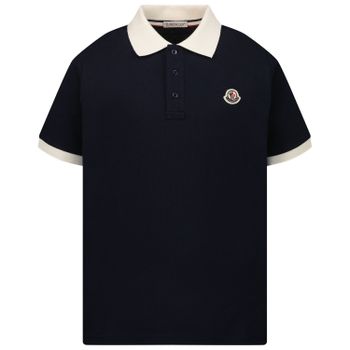 Moncler H19548A000108496W kinder polo donker blauw Afbeelding van Moncler H19548A000108496W kinder polo donker blauw