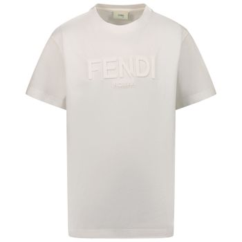 Fendi JUI031 7AJ kinder t-shirt wit Afbeelding van Fendi JUI031 7AJ kinder t-shirt wit