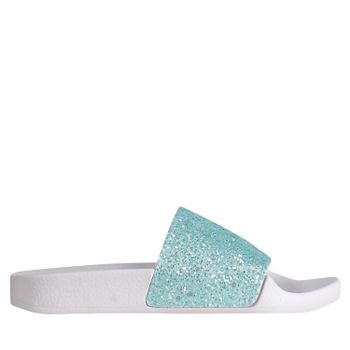 The White Brand K0146 kinderslippers turquoise Afbeelding van The White Brand K0146 kinderslippers turquoise