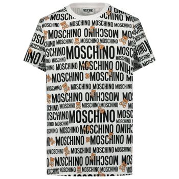 Moschino H8M01I kinder t-shirt wit Afbeelding van Moschino H8M01I kinder t-shirt wit