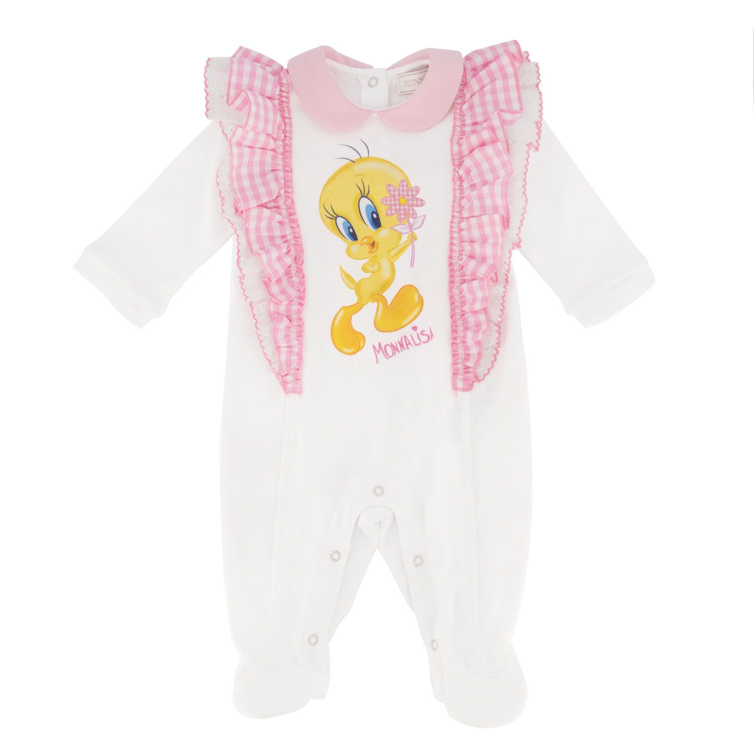 Picture of MonnaLisa 359208 baby playsuit white