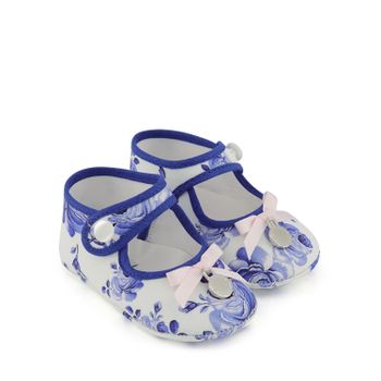 MonnaLisa 395005 babyschoenen wit/blauw Afbeelding van MonnaLisa 395005 babyschoenen wit/blauw