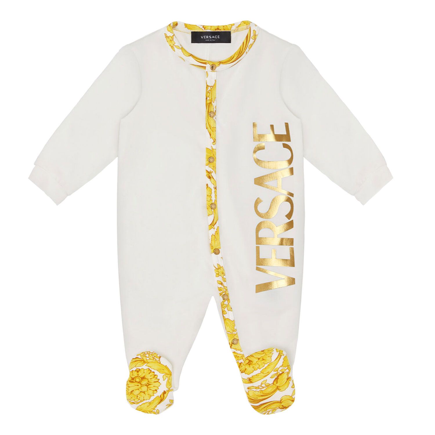 Picture of Versace 1001585 1A02409 baby playsuit white