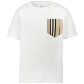 Burberry 8022329 kinder t-shirt wit/beige Afbeelding van Burberry 8022329 kinder t-shirt wit/beige