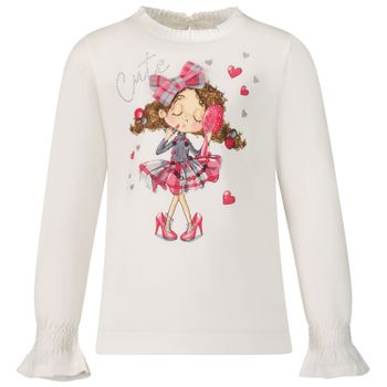 Mayoral 4006 kinder t-shirt fuchsia/off white Afbeelding van Mayoral 4006 kinder t-shirt fuchsia/off white