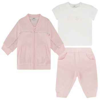 Boss J98272 baby joggingpak licht roze Afbeelding van Boss J98272 baby joggingpak licht roze