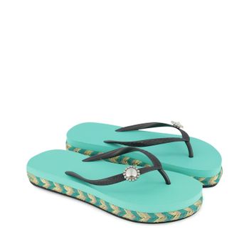 UZURII RAFFIA SWITCH dames slippers mint Afbeelding van UZURII RAFFIA SWITCH dames slippers mint
