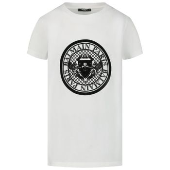Balmain 6M8091 kinder t-shirt wit Afbeelding van Balmain 6M8091 kinder t-shirt wit