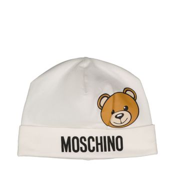 Moschino MUX03W babymutsje wit Afbeelding van Moschino MUX03W babymutsje wit