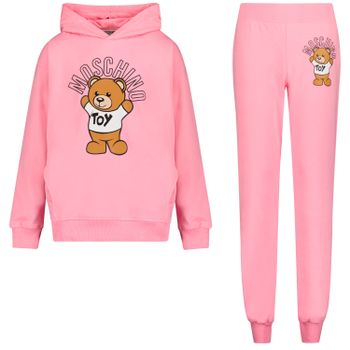 Moschino HUK02ZLCA40 kinder joggingpak licht roze Afbeelding van Moschino HUK02ZLCA40 kinder joggingpak licht roze