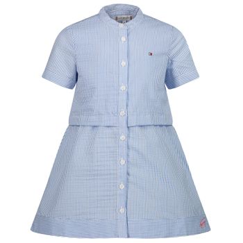 Tommy Hilfiger KG0KG06468 kinderjurk licht blauw Afbeelding van Tommy Hilfiger KG0KG06468 kinderjurk licht blauw
