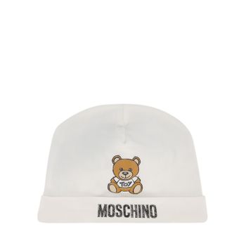 Moschino MRX031 babymutsje off white Afbeelding van Moschino MRX031 babymutsje off white