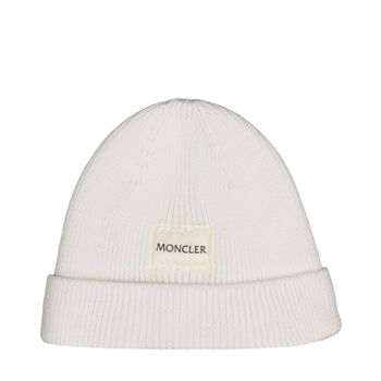 Moncler 9Z70900 babymutsje off white Afbeelding van Moncler 9Z70900 babymutsje off white