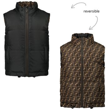 Fendi JUA095 kinder bodywarmer zwart/bruin Afbeelding van Fendi JUA095 kinder bodywarmer zwart/bruin