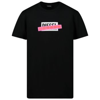Diesel 00J4NS kinder t-shirt zwart Afbeelding van Diesel 00J4NS kinder t-shirt zwart