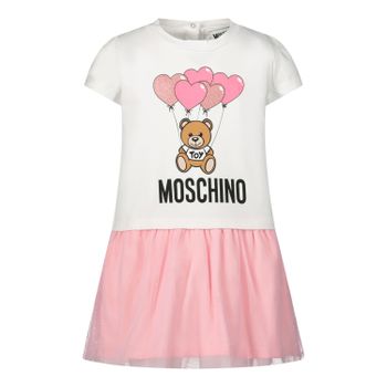 Moschino MDV07X babyjurkje wit/roze Afbeelding van Moschino MDV07X babyjurkje wit/roze